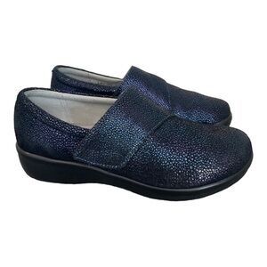 Alegria Lauryn Loafer Clogs Metallic Blue Cosmos iridescent Size 37 EUC